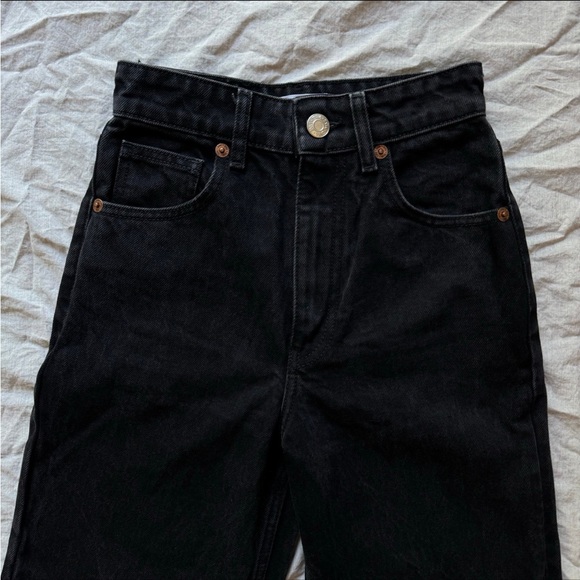 ZARA wide leg jeans pants full length grey black denim like NEW Size 32 (US 0) - Picture 9 of 11